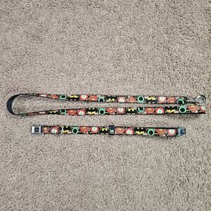 Buckle Down DC Comics Dog Collar & Leash Set Seatbelt Buckle Style Super Heroes